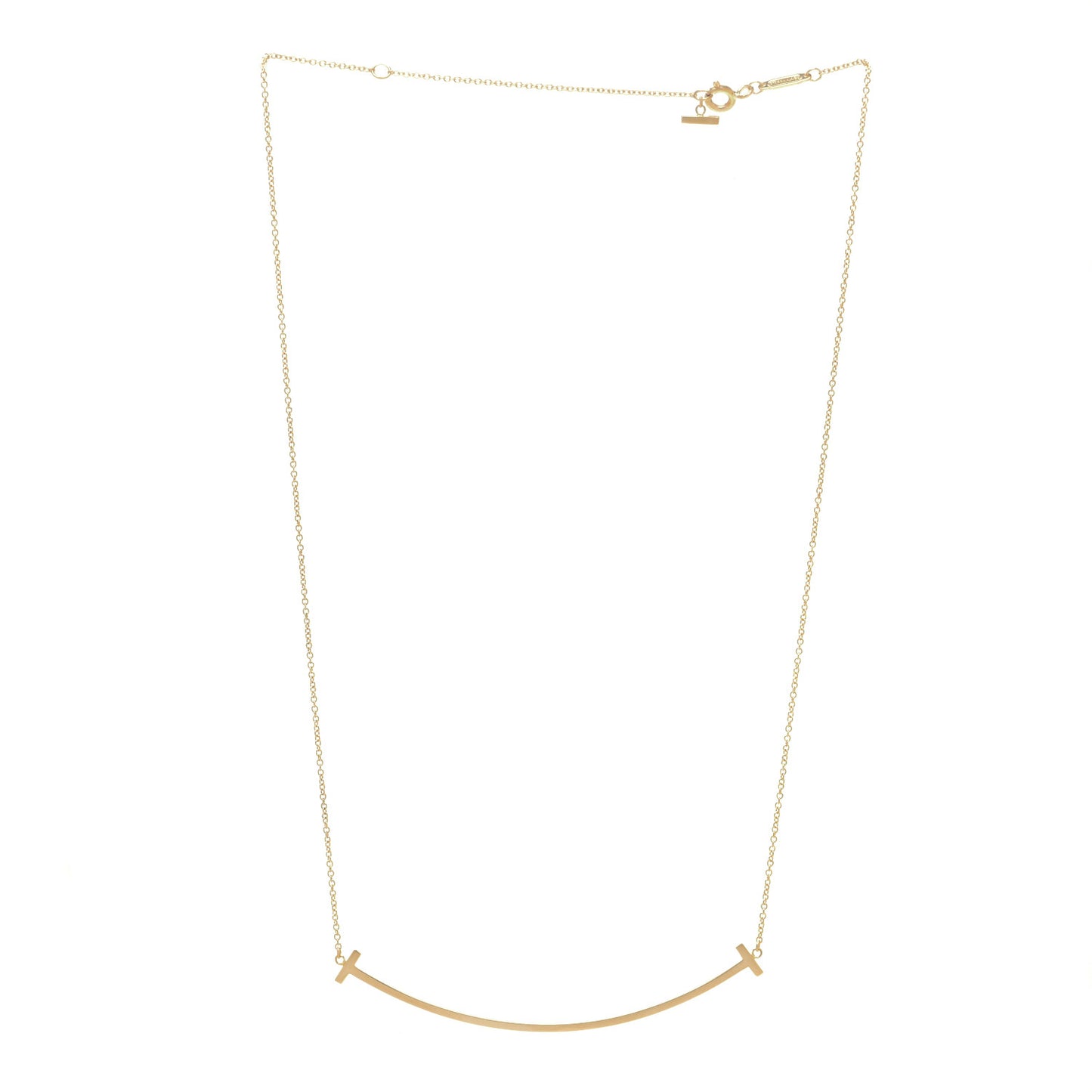 18K Yellow Gold Large T Smile Pendant Necklace