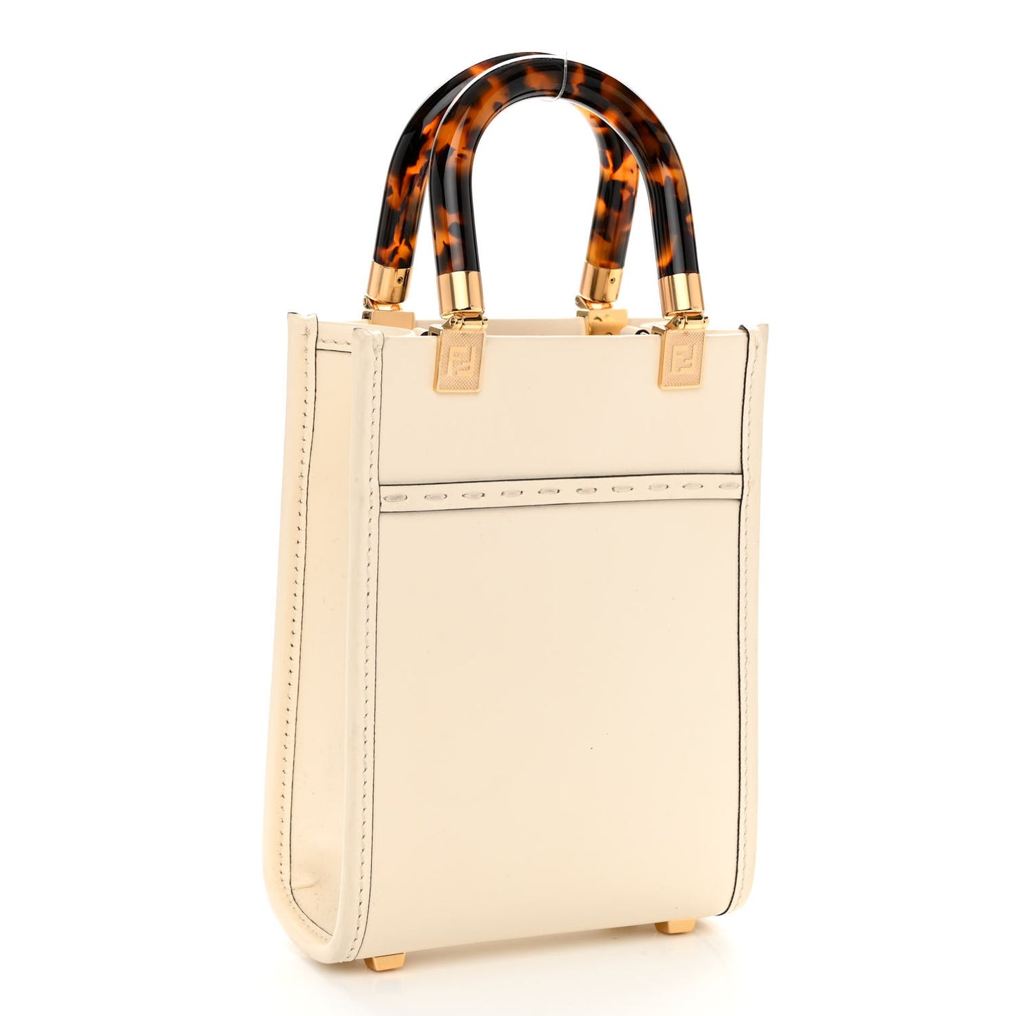 Vitello King Plexiglass Logo Embossed Mini Fendi Sunshine Shopper Tote White Ice
