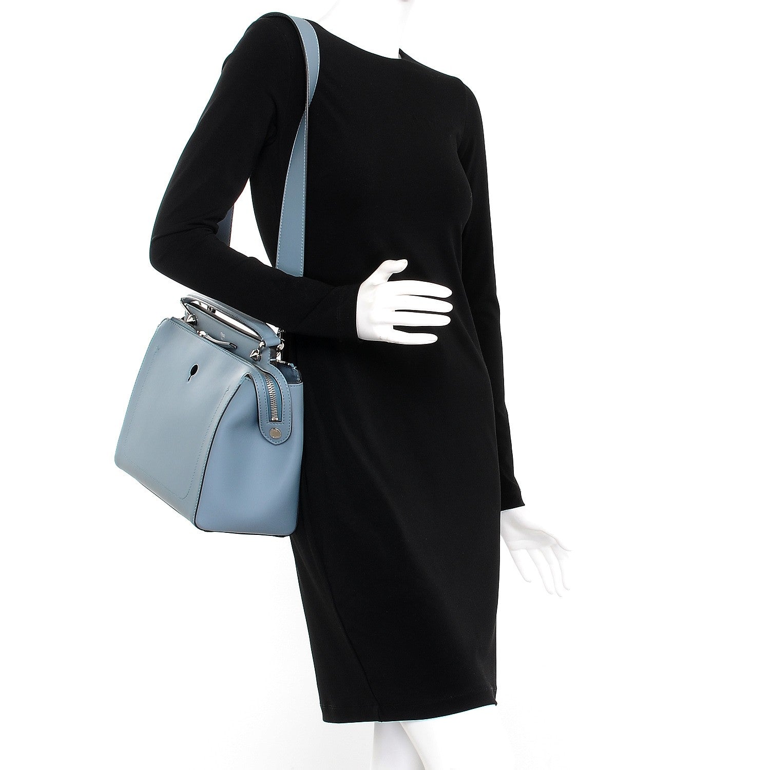 Fendi Vitello Baltico Dolce DotCom Satchel Riviera Blue Notte 2 of 10