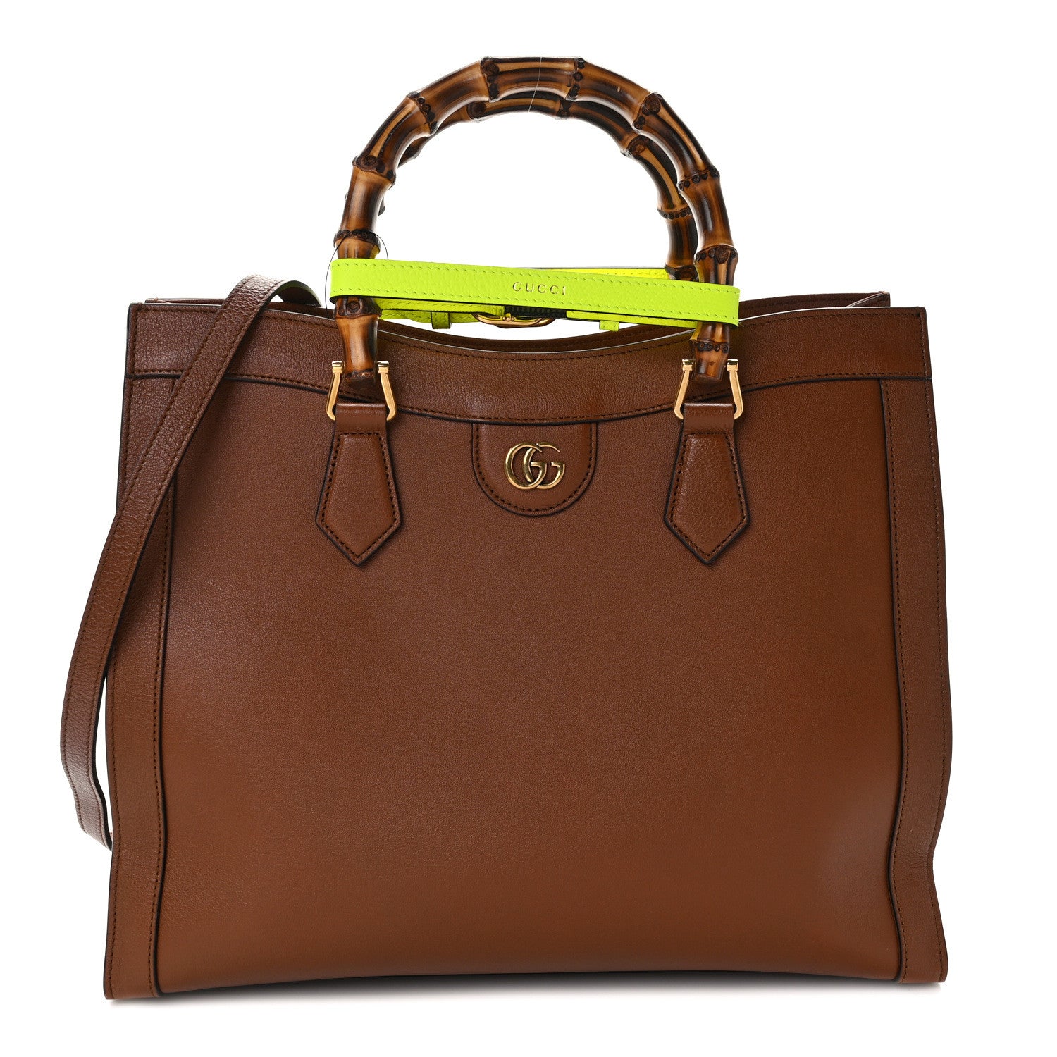 Gucci Wonka Grain Calfskin Medium Diana Tote Bag Cuir Yellow Fluo 1 of 12