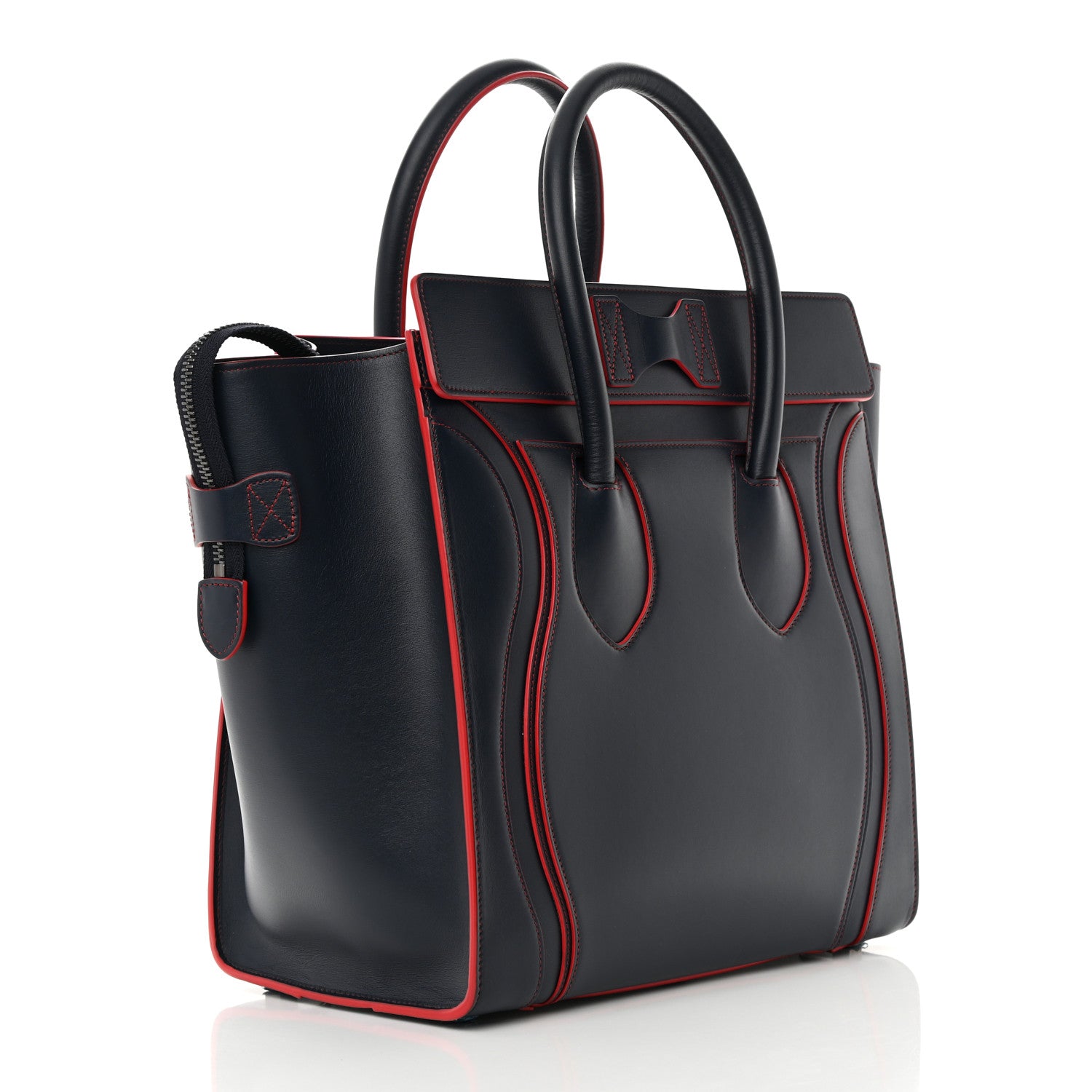 Celine Satin Debossed Calfskin Mini Luggage Navy Blue 3 of 14