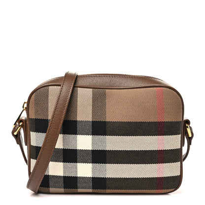 Burberry Calfskin House Check Camera Bag Earth 1 of 9