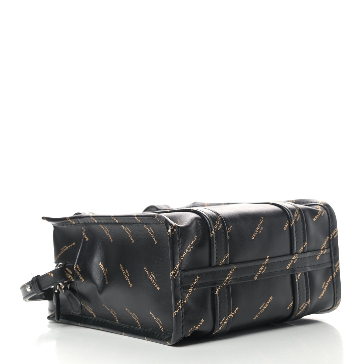 Calfskin Allover Logo XS Bazar Shopper Tote Black Gold