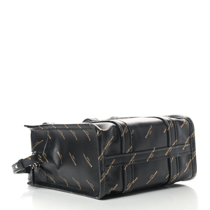 Balenciaga Calfskin Allover Logo XS Bazar Shopper Tote Black Gold 3 of 5