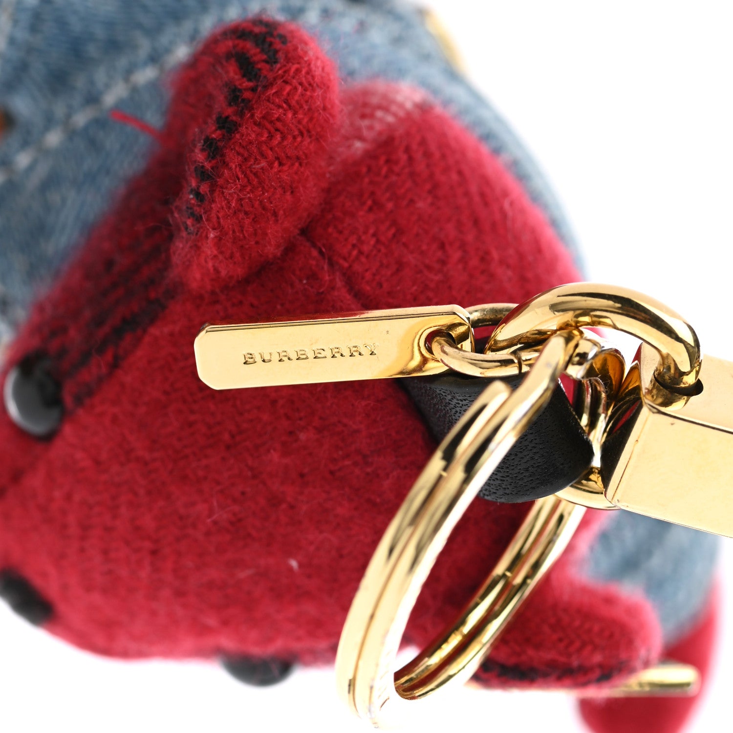Burberry Cashmere Denim Jacket Thomas Bear Bag Charm Red 3 of 7