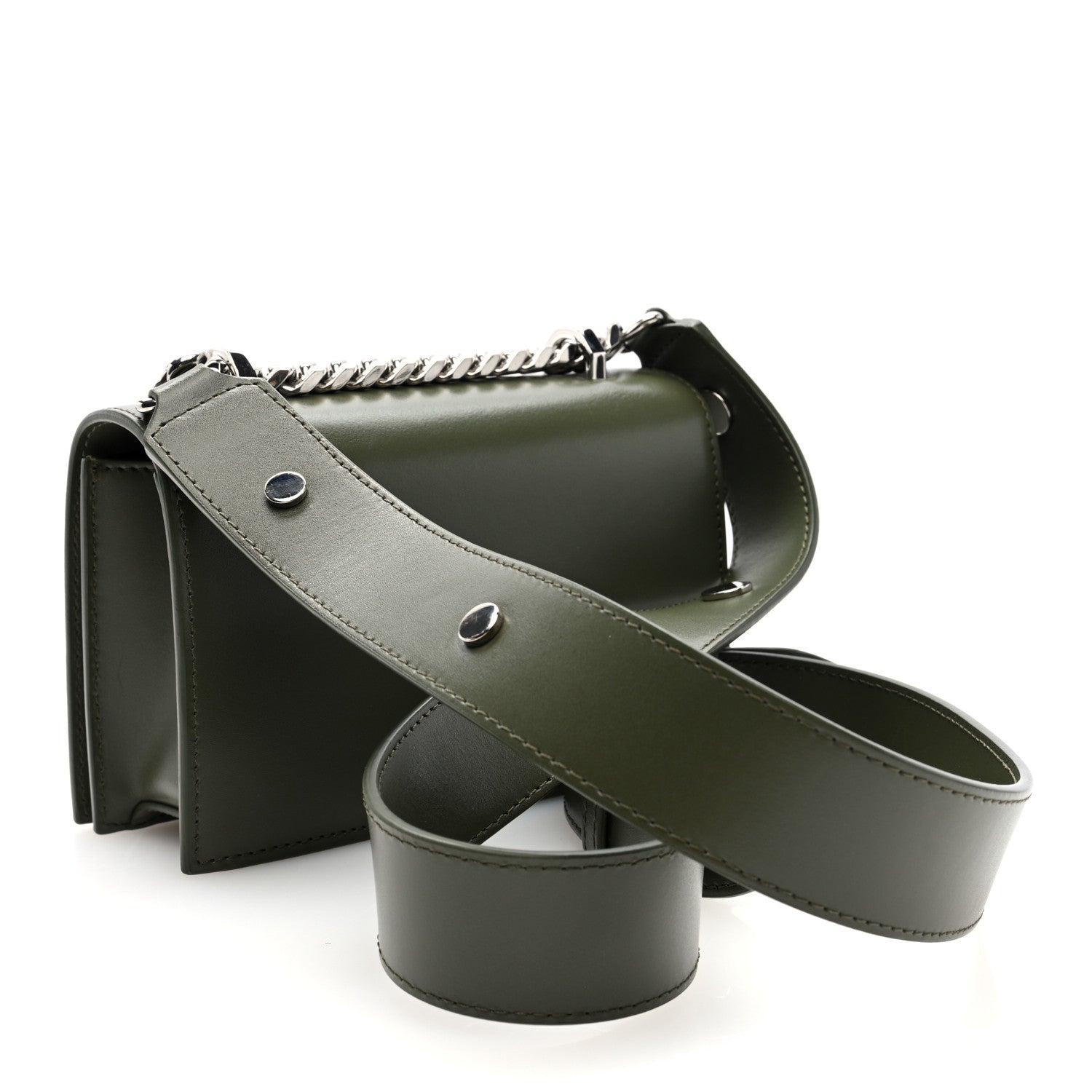 Alexander McQueen Calfskin Knuckle Crossbody Green 3 of 9