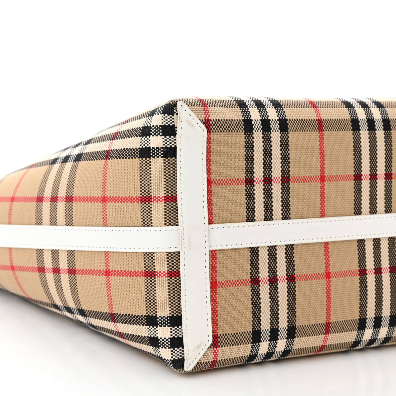 Burberry Cotton Vintage Check Small London Tote Bag White 9 of 11