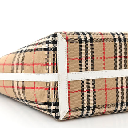 Burberry Cotton Vintage Check Small London Tote Bag White 9 of 11