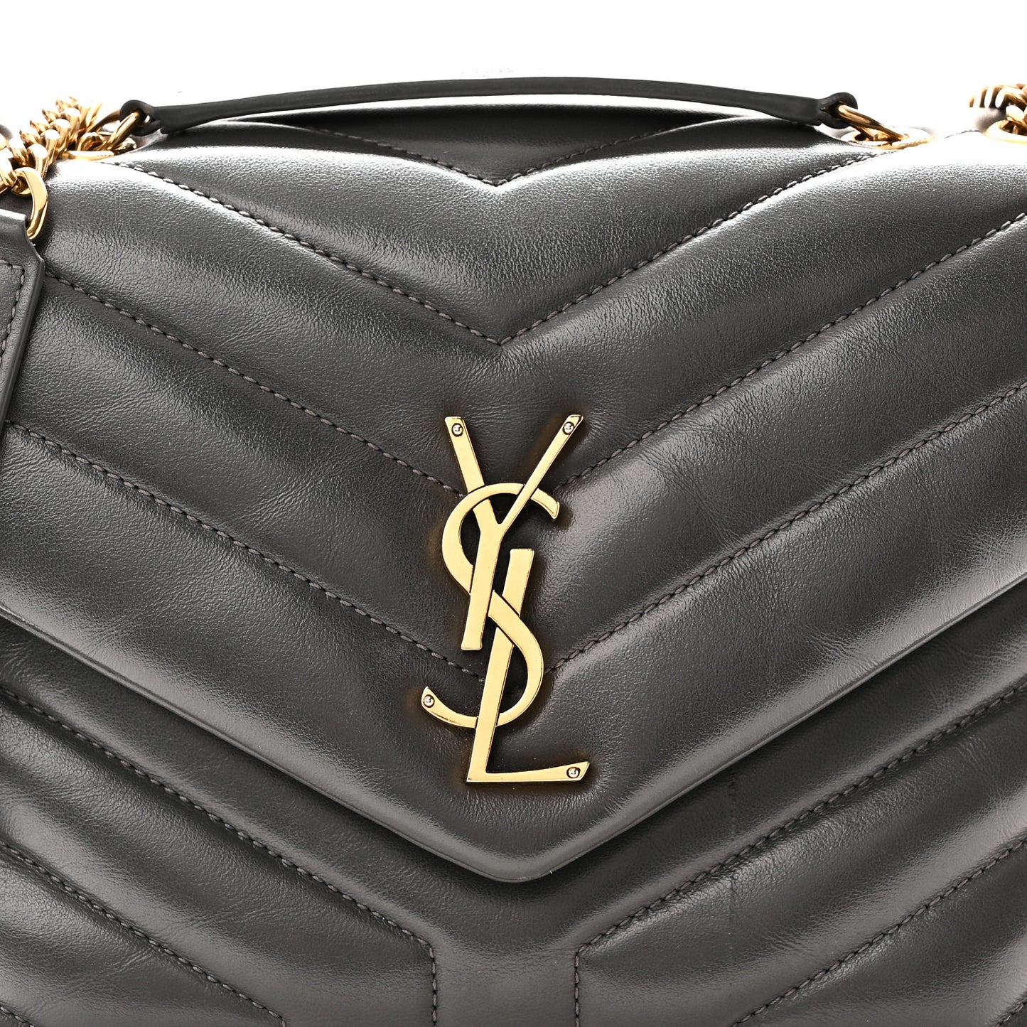 Calfskin Y Quilted Monogram Small Loulou Chain Satchel Storm