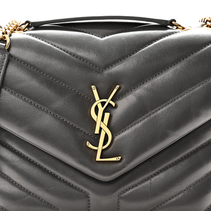 Saint Laurent Calfskin Y Quilted Monogram Small Loulou Chain Satchel Storm 8 of 10
