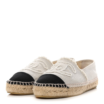 Chanel Linen CC Espadrilles 41 Beige Black 3 of 18