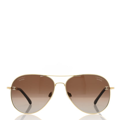 Chanel Metal Polarized Aviator CC Sunglasses 4189-T-Q 2 of 7