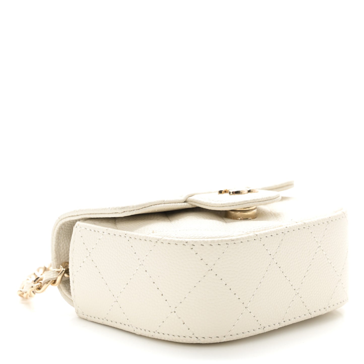Caviar Quilted Mini Clutch With Chain White
