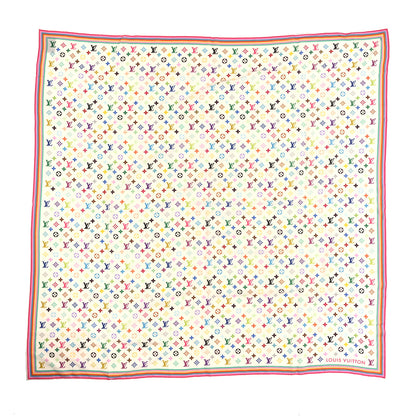 Louis Vuitton LV X TM Wool Silk Monogram Multicolor Shawl White 1 of 3