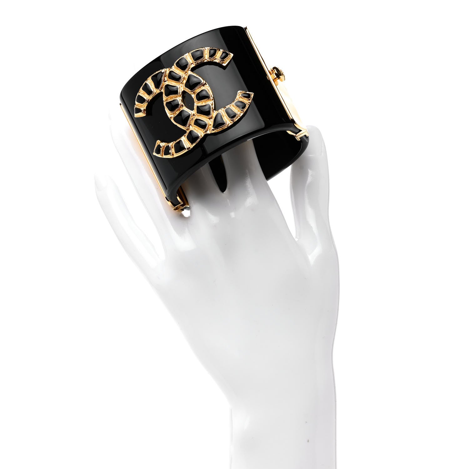 Chanel Resin Along The Nile CC Cuff Black Gold 2 of 4