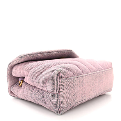 Saint Laurent Denim Y Quilted Monogram Toy Loulou Crossbody Bag Bleached Lilac 4 of 13