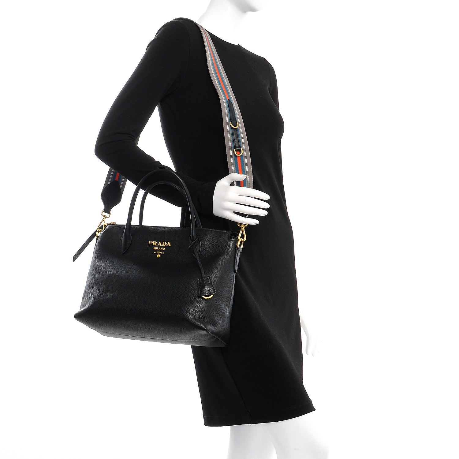 Prada Vitello Daino Shoulder Bag Nero Black 2 of 10