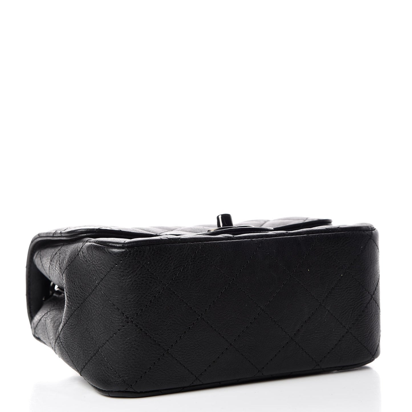 Crumpled Calfskin Quilted Mini Square Flap So Black