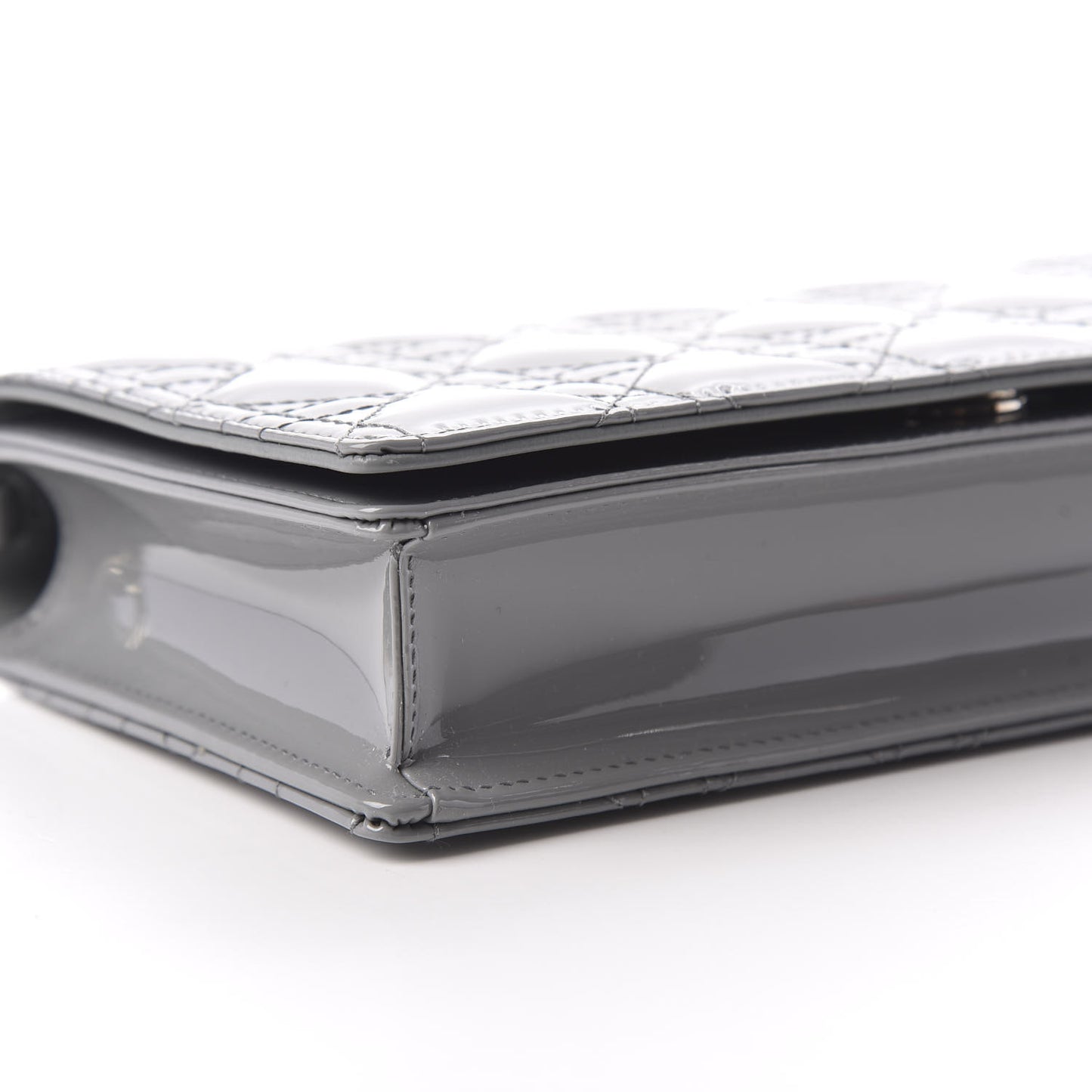 Patent Cannage Lady Dior Clutch Grey Stone
