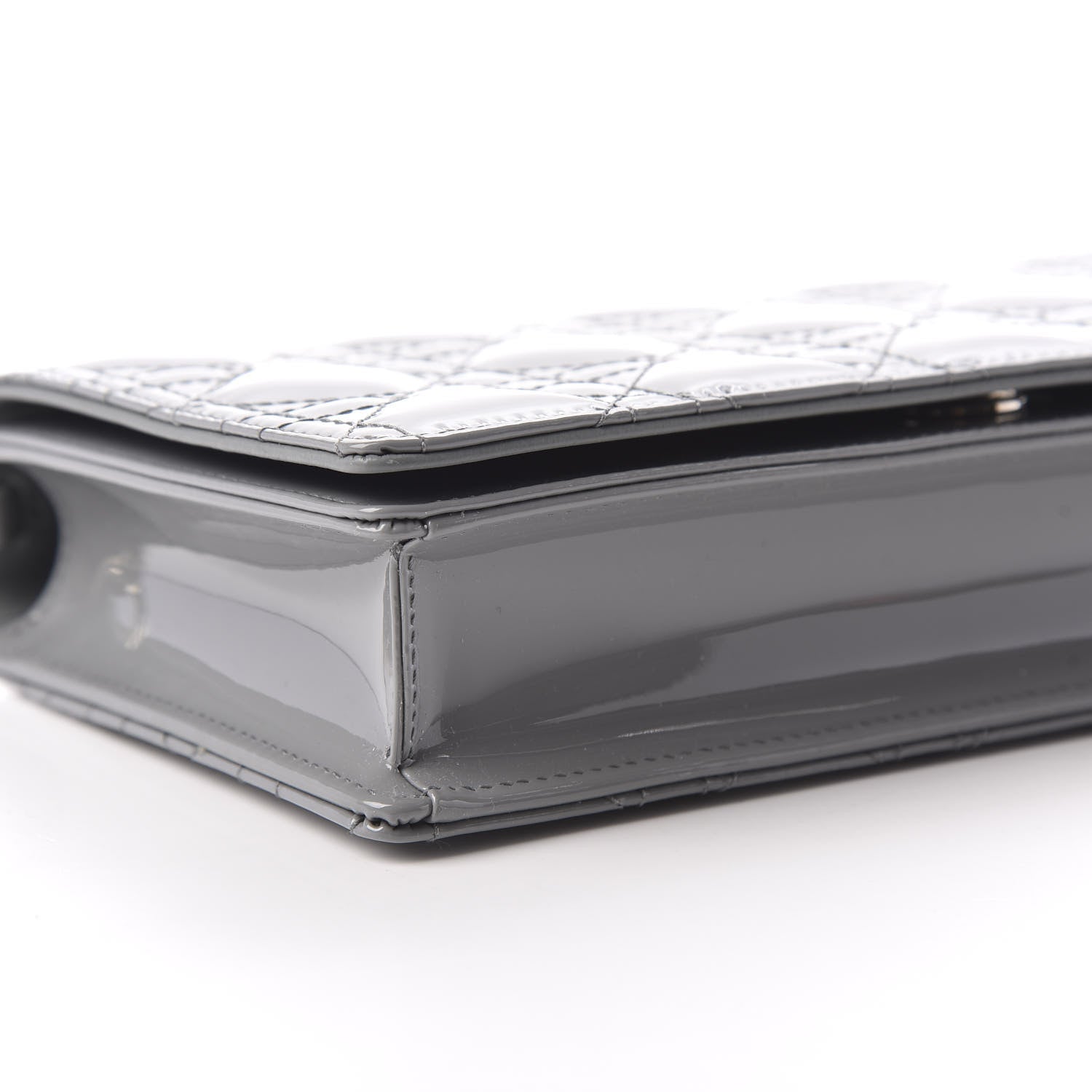 Christian Dior Patent Cannage Lady Dior Clutch Grey Stone 5 of 10