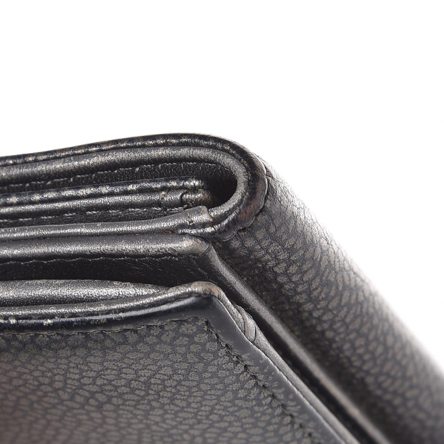 Metallic Caviar Timeless CC Large Gusset Flap Wallet Dark Silver