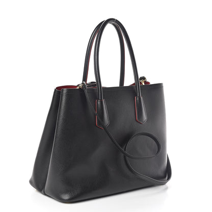 Prada Saffiano Cuir Medium Double Bag Black Fuoco 3 of 9
