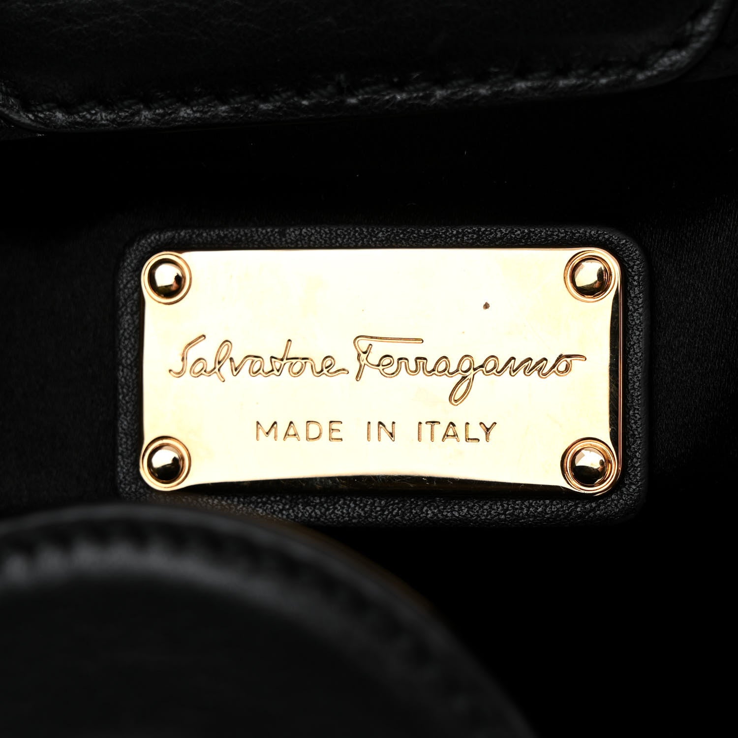 Salvatore Ferragamo X SARA BATTAGLIA Calfskin Studded Zig Zag Bucket Shoulder Bag Black 7 of 10