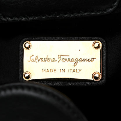 Salvatore Ferragamo X SARA BATTAGLIA Calfskin Studded Zig Zag Bucket Shoulder Bag Black 7 of 10