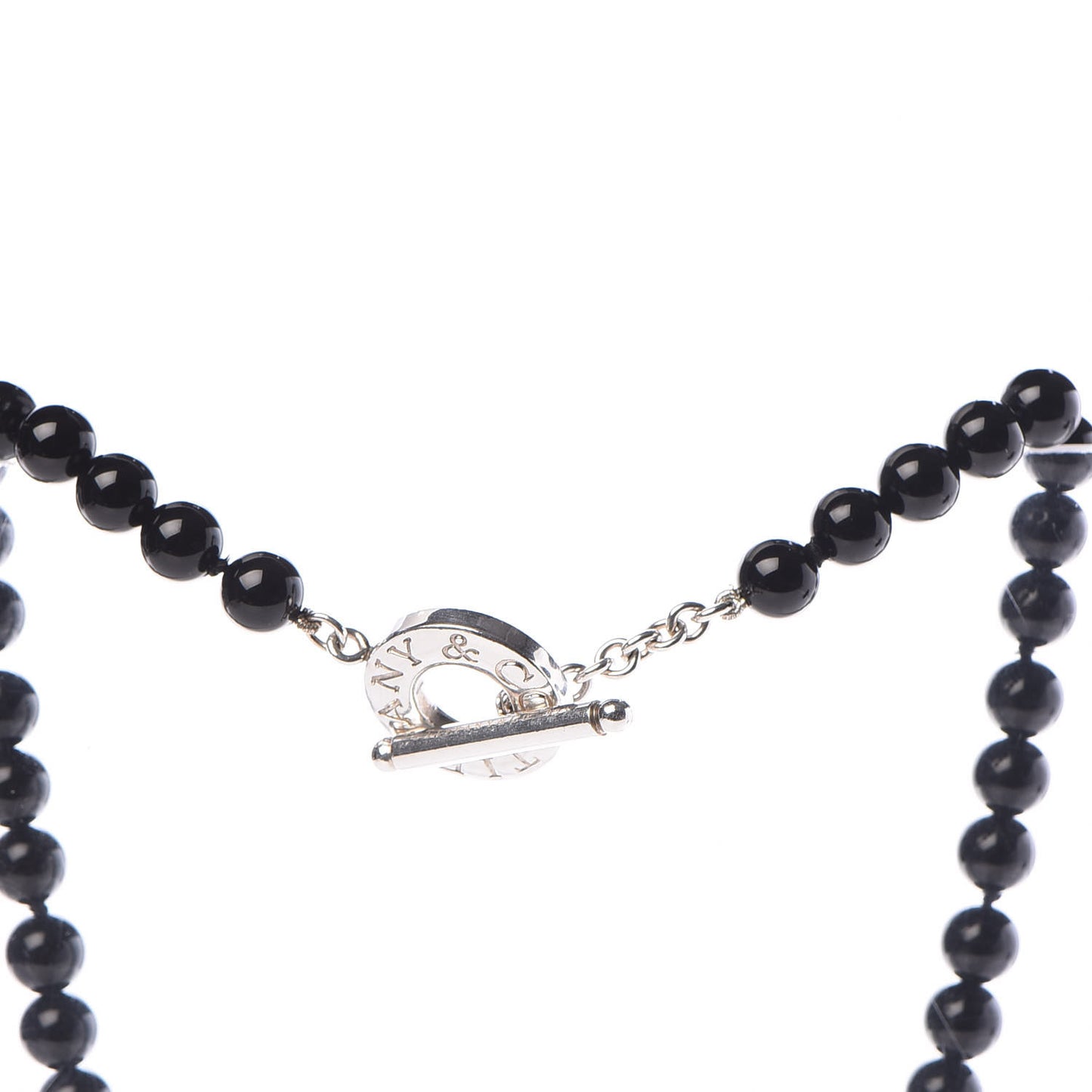 Sterling Silver Black Onyx Bead Toggle Necklace