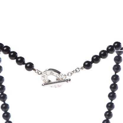 Tiffany Sterling Silver Black Onyx Bead Toggle Necklace 5 of 5