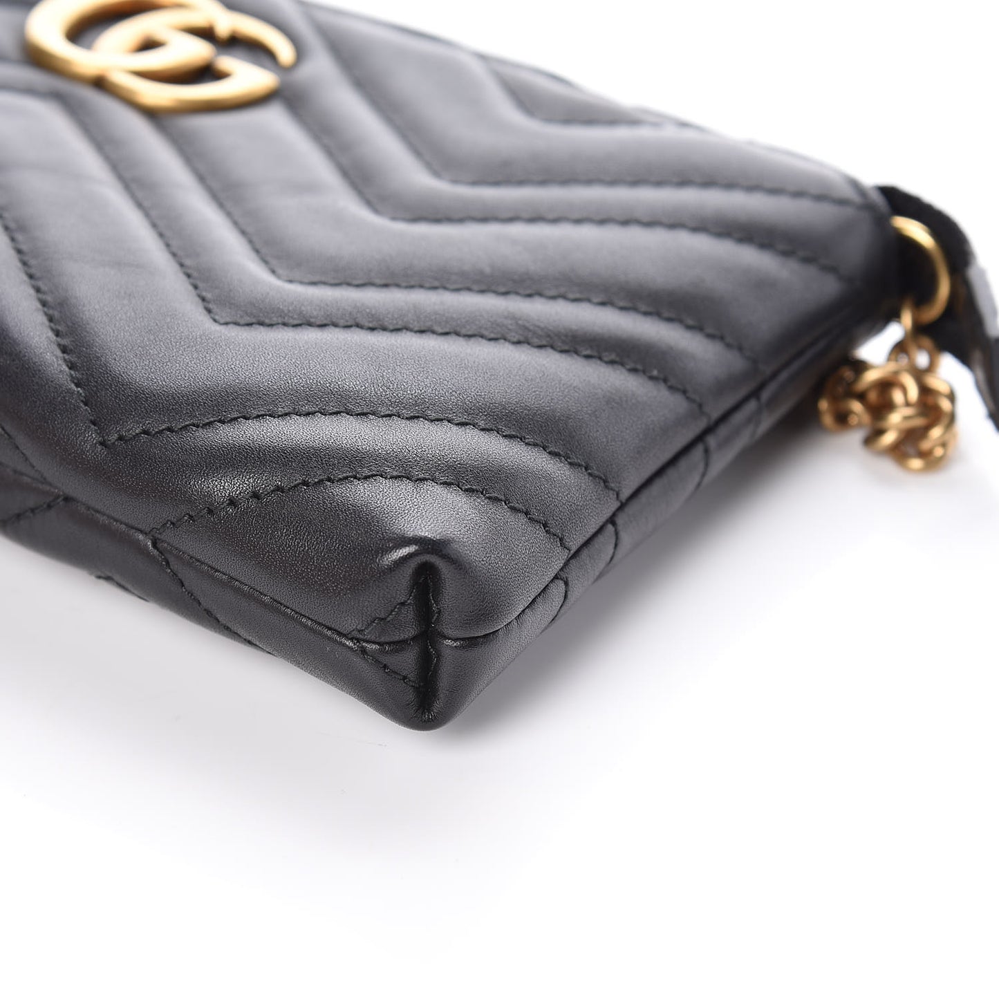 Calfskin Matelasse Mini GG Marmont Chain Bag Black