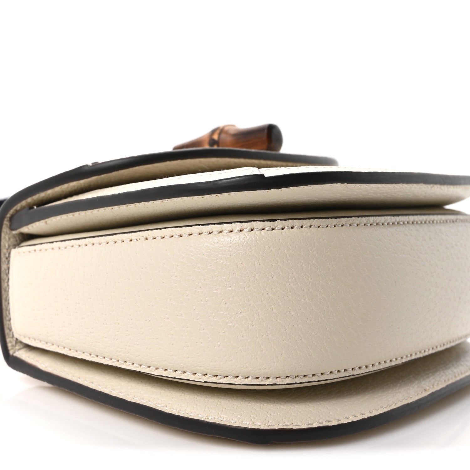 Gucci Monogram Jumbo GG Textured Dollar Calfskin Web Small Bamboo 1947 Top Handle Bag Off White 9 of 10