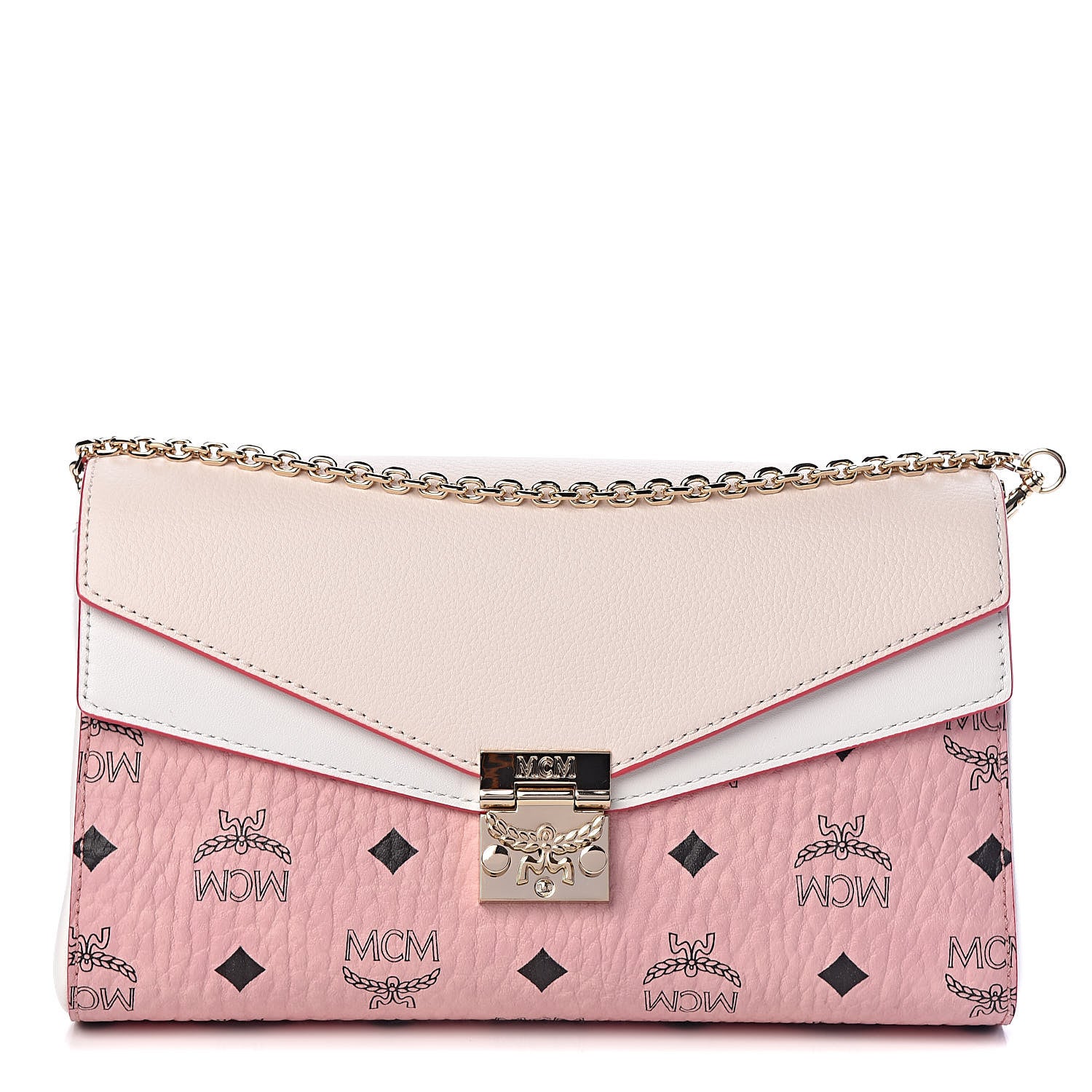 MCM Calfskin Visetos Monogram Millie Color Block Crossbody Bag Pink Tint 1 of 13