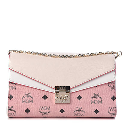 MCM Calfskin Visetos Monogram Millie Color Block Crossbody Bag Pink Tint 1 of 13