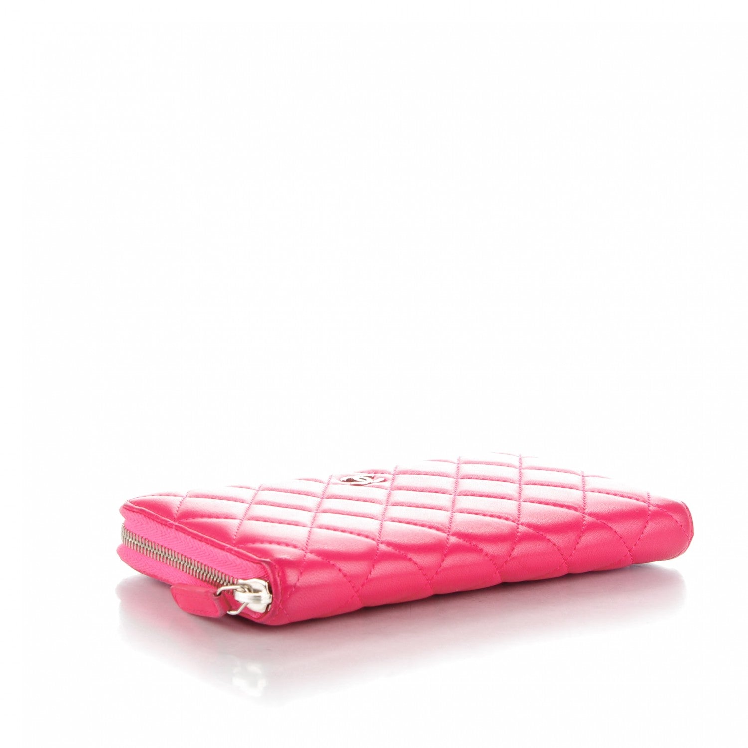 Chanel Lambskin Quilted Large Gusset Zip Around Wallet Fuchsia 4 of 9