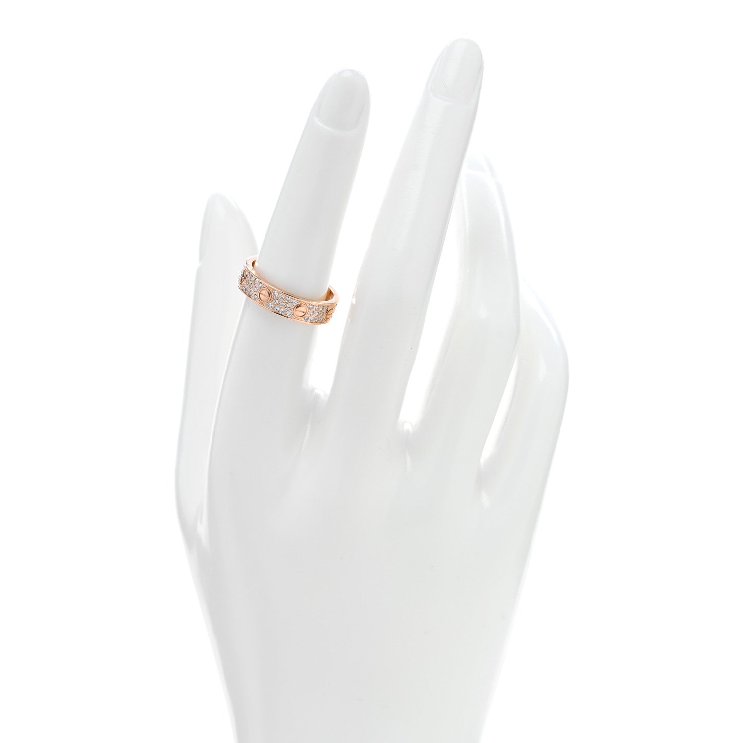 Cartier 18K Pink Gold Diamond 5mm LOVE Wedding Paved Band Ring 54 7 2 of 4