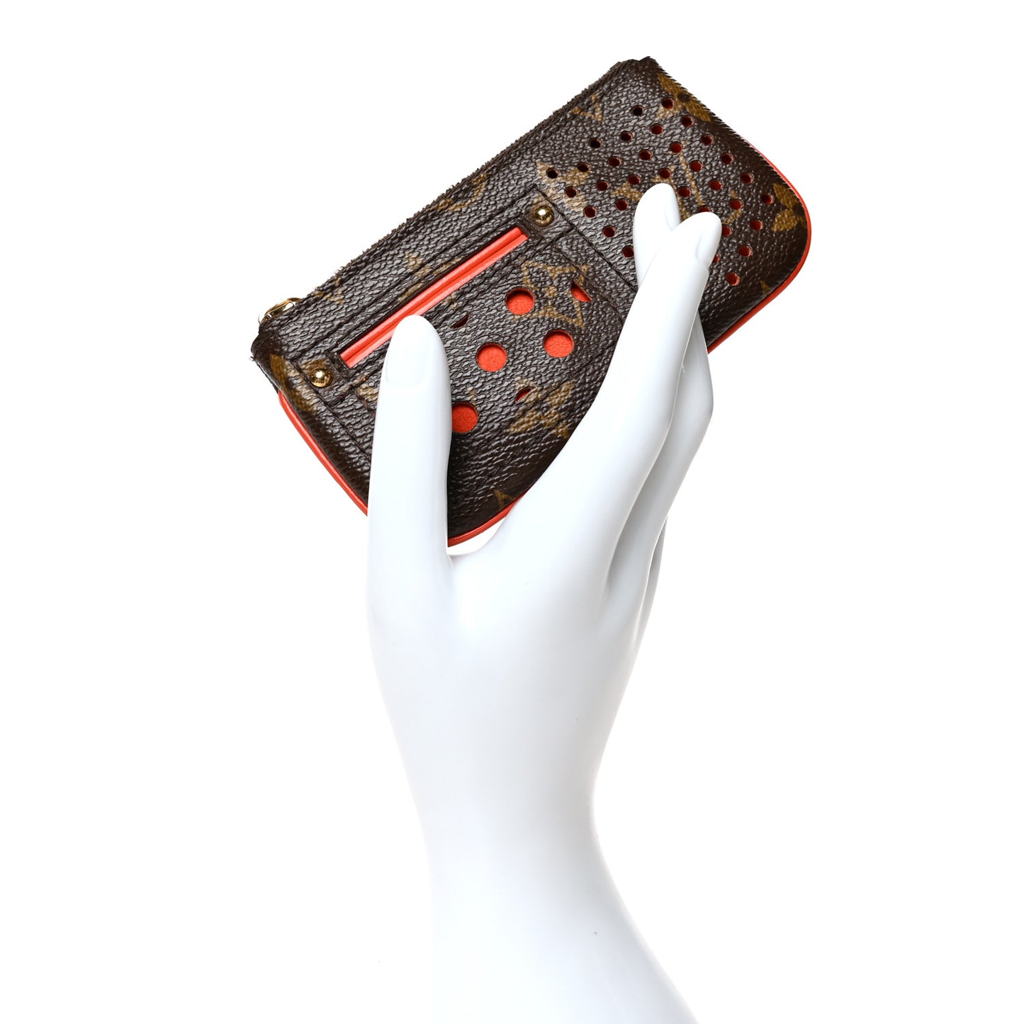 Monogram Perforated Key Pouch Orange