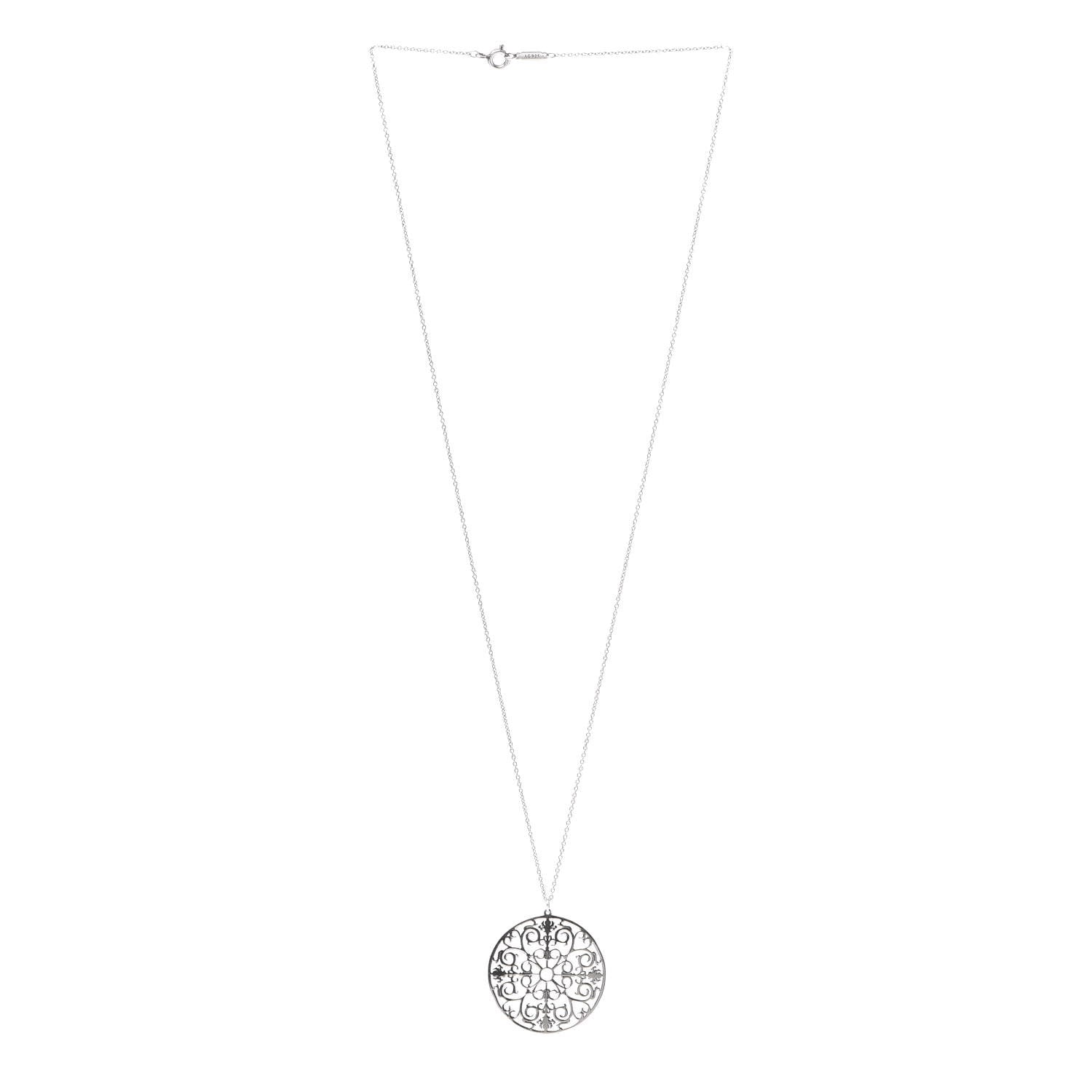 Tiffany Sterling Silver Enchant Round Medallion Pendant Necklace 3 of 6