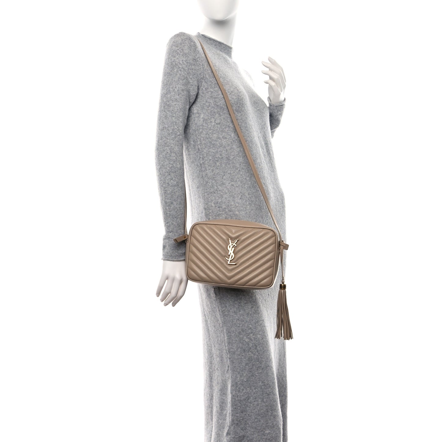 Calfskin Matelasse Monogram Lou Camera Bag Dark Beige