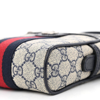 Gucci GG Supreme Monogram Textured Calfskin Web Mini Ophidia Messenger Beige Blue 10 of 10