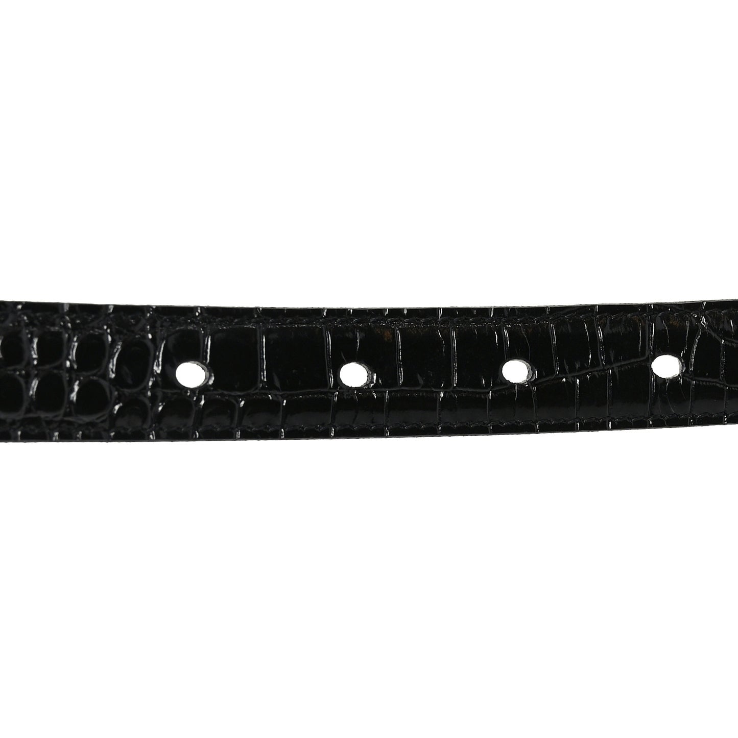 Calfskin Crocodile Embossed Monogram Square Buckle Belt 70 28 Black