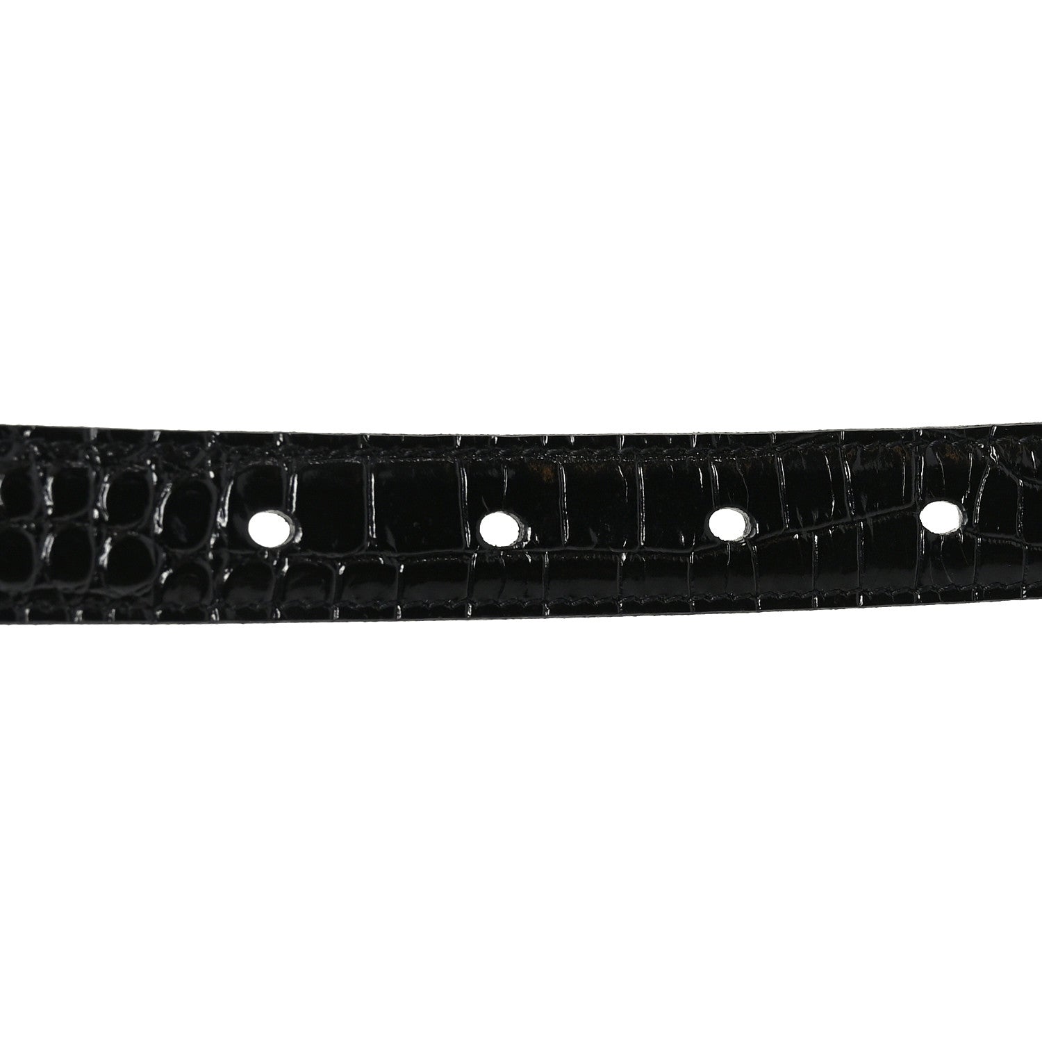 Saint Laurent Calfskin Crocodile Embossed Monogram Square Buckle Belt 70 28 Black 4 of 5