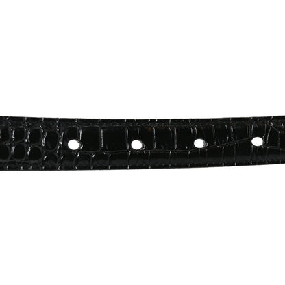 Saint Laurent Calfskin Crocodile Embossed Monogram Square Buckle Belt 70 28 Black 4 of 5