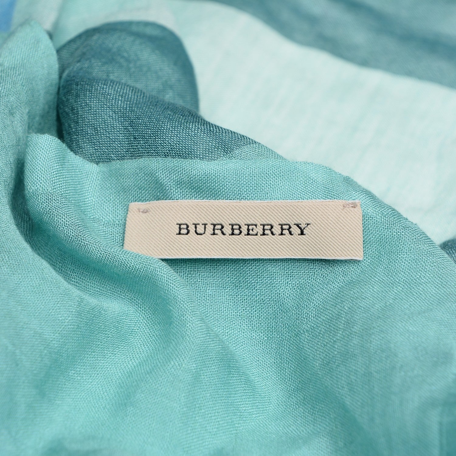 Burberry Modal Cashmere Silk House Check Lightweight Scarf Pale Peridot Blue 5 of 5