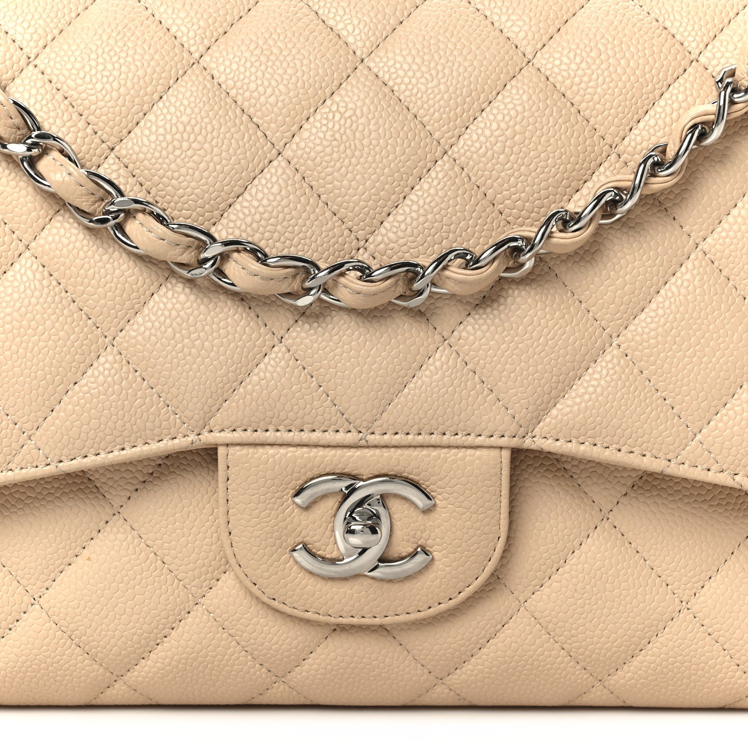 Chanel Caviar Quilted Jumbo Double Flap Beige 9 of 12