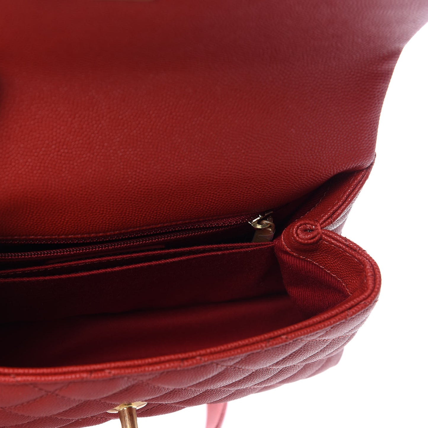 Caviar Quilted Mini Coco Handle Flap Dark Red