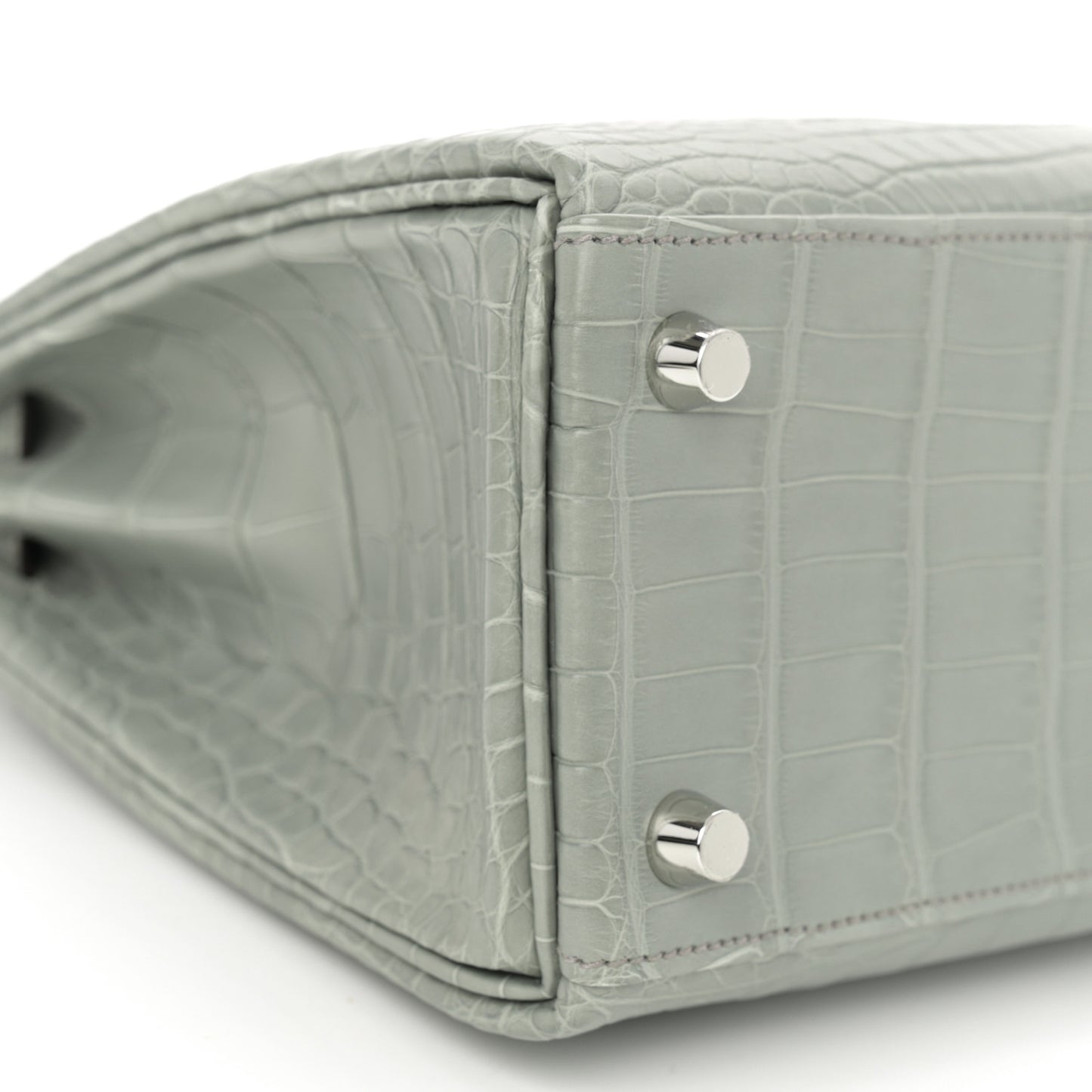 Matte Alligator Kelly Retourne 25 Gris Ciment