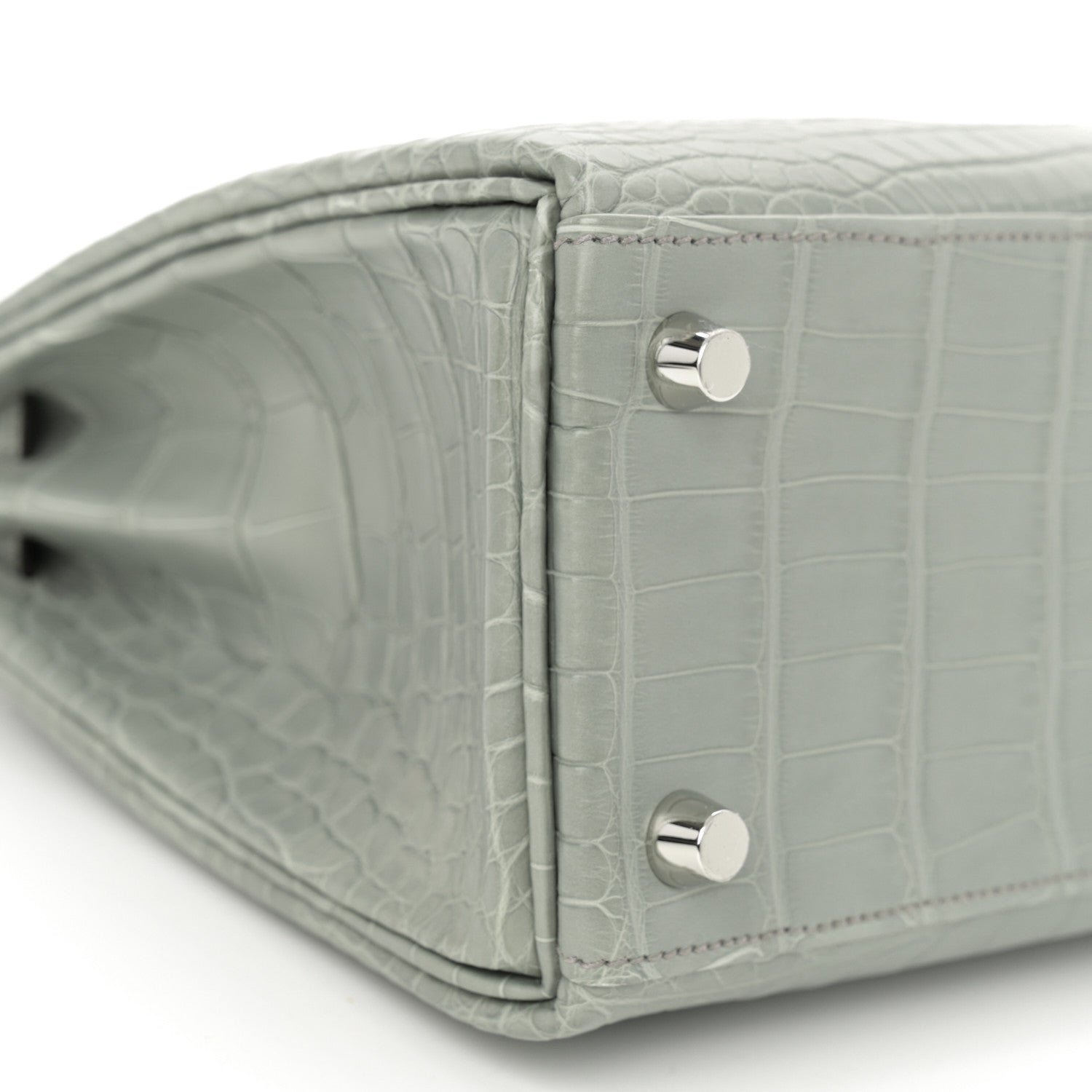 Hermes Matte Alligator Kelly Retourne 25 Gris Ciment 8 of 10
