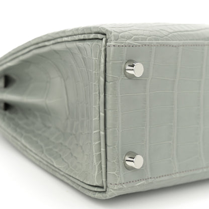 Hermes Matte Alligator Kelly Retourne 25 Gris Ciment 8 of 10