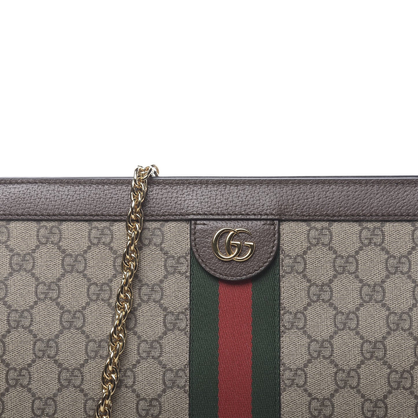 GG Supreme Monogram Web Medium Ophidia Chain Shoulder Bag Brown